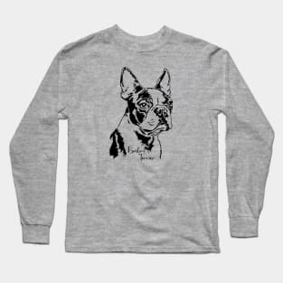 Boston Terrier dog portrait dog lover Long Sleeve T-Shirt